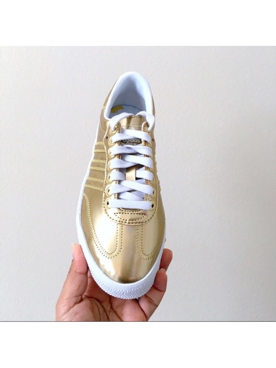 Adidas Women's Metallic Gold Platform Sneakers with White Sole - Picture 5 of 8